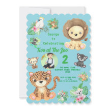 Two at The Zoo Jungle Animals Kids Birthday Photo