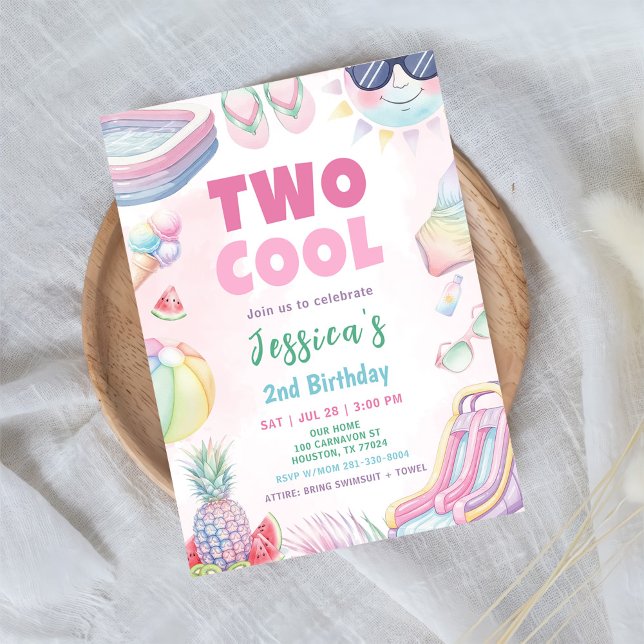 Invitation Two Cool - Summer Girl 2nd Birthday Party (Créateur téléchargé)