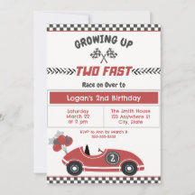 "Two Fast" Race Car 2e Anniversaire Fête Invitatio