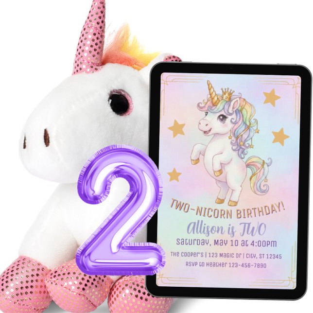 Invitation TWO-licorne, 2e anniversaire (Créateur téléchargé)
