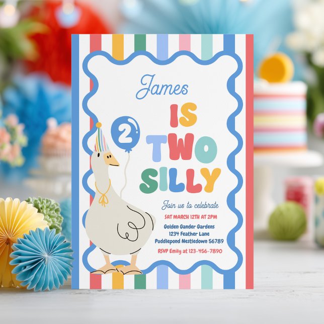 Invitation Two Silly Goose 2nd Birthday Party Spring Birthday (Créateur téléchargé)