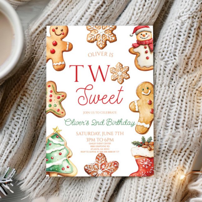 Invitation Two Sweet Gingerbread Cookie 2nd Birthday Party (Créateur téléchargé)