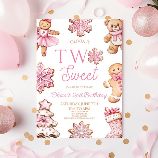 Invitation Two Sweet Gingerbread Cookie 2nd Birthday Party (Créateur téléchargé)