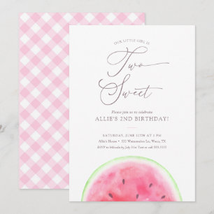 Invitation Two Sweet Watermelon 2e fête d'anniversaire