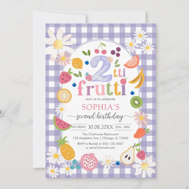 Invitation Two-tti Frutti Twotti Fruit Tropical 2nd Birthday  (Devant)