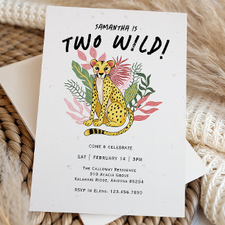 Invitation Two Wild Party Animals Cheetah Kids Birthday Party