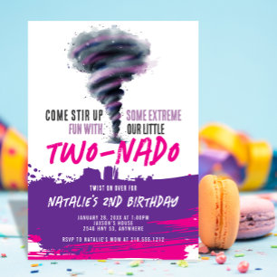 Invitation Twonado Twister Tornade Rose Violet Anniversaire