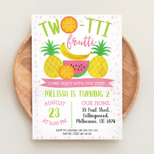 Invitation Twotti Frutti 2e anniversaire fille Coloré