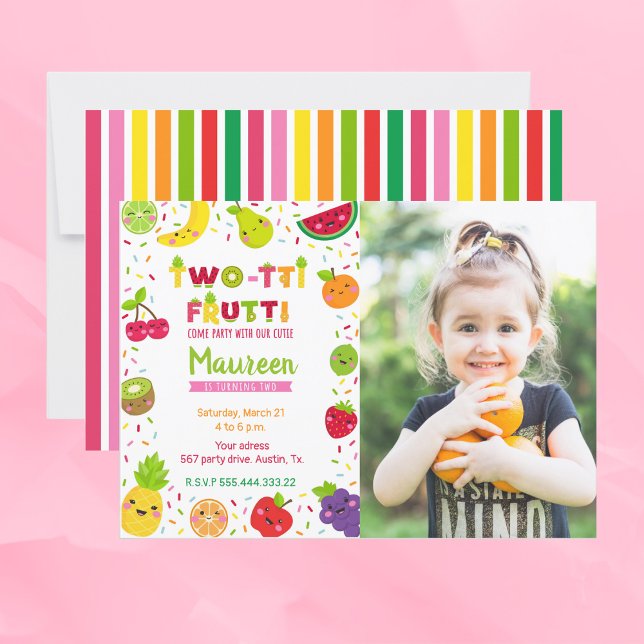 Invitation Twotti frutti 2ème anniversaire PHOTO (Créateur téléchargé)