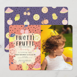 Invitation Twotti Frutti Fruit Orange Photo 2e anniversaire