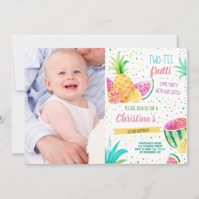 Invitation Twotti Frutti Girl 2e anniversaire Photo personnal (Devant)