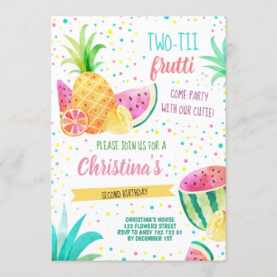 Invitation Twotti Frutti Girl 2e anniversaire Tropical été