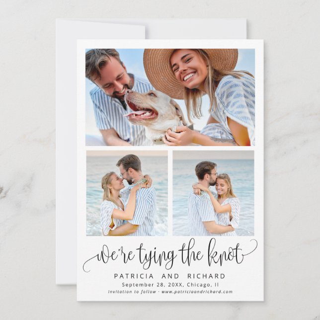 Invitation Tying The Knot Wedding Enregistrer La Date 3 Photo (Devant)