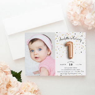 Invitation Type de ballon Photo Premier anniversaire Invita