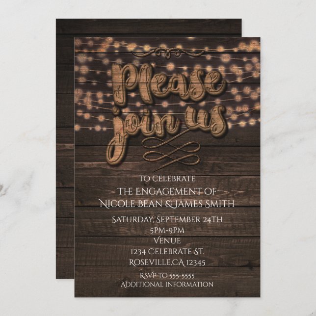 Invitation Type de bois Rustique Pays Fête d'anniversaire (Devant / Derrière)