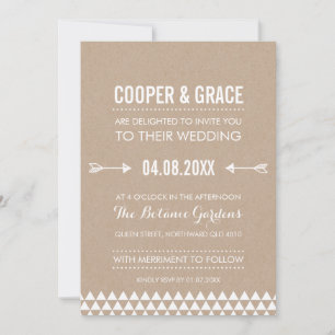 Invitation TYPE SIMPLE MARIAGE motif géométrique  flèche kraf