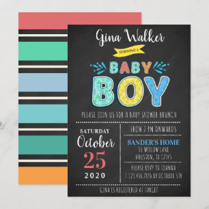 Invitation Typographie amusante Baby Boy Douche