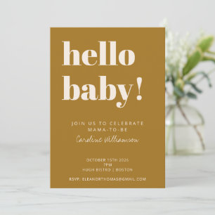 Invitation Typographie audacieuse Baby shower d'or de moutard