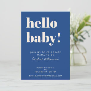 Invitation Typographie audacieuse Baby shower moderne bleu