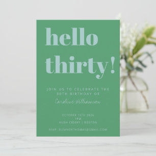 Invitation Typographie audacieuse Bleu Vert moderne 30e anniv