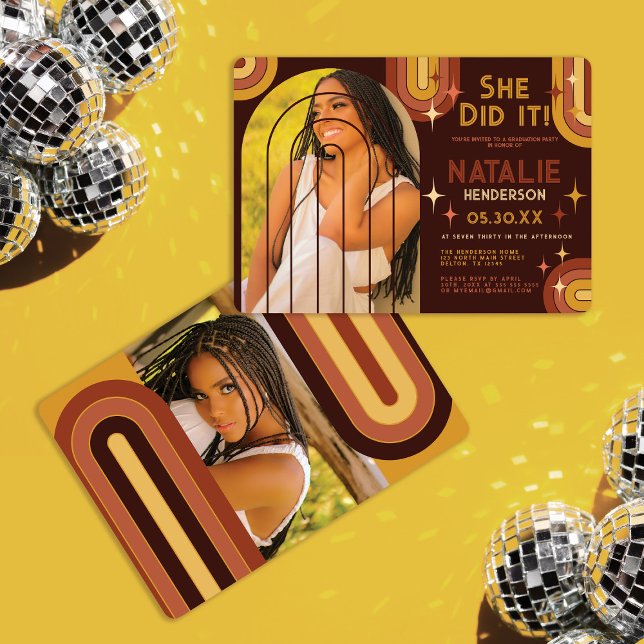 Invitation Typographie audacieuse des années 70 Retro Arch Ar (Créateur téléchargé)