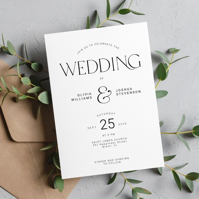 Invitation Typographie audacieuse moderne mariage élégant (Créateur téléchargé)