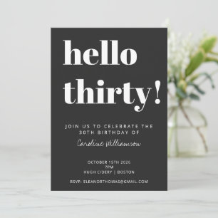 Invitation Typographie audacieuse Noir moderne 30e fête d'ann