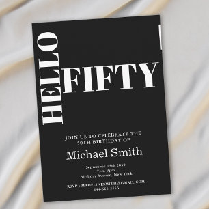 Invitation Typographie audacieuse Noir moderne 50e anniversai