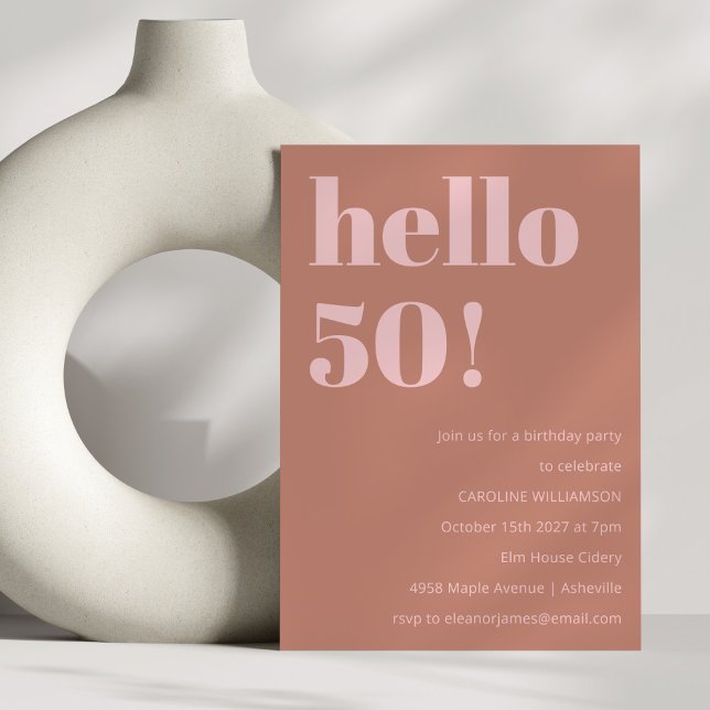 Invitation Typographie audacieuse Terracotta Blush Anniversai (Créateur téléchargé)