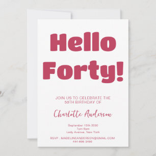 Invitation Typographie audacieuse Viva Magenta Moderne 40e an