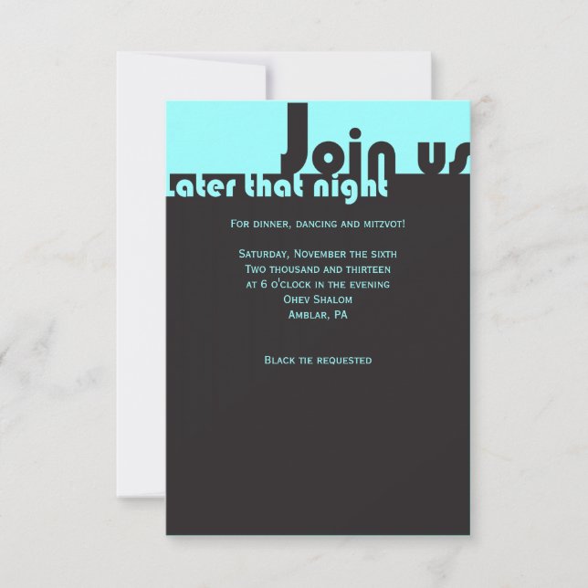 Invitation TYPOGRAPHIE Bar Bat mitzvah Party Neon (Devant)
