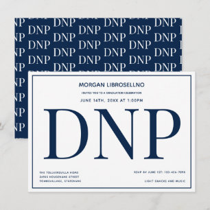 Invitation Typographie Bleu Blanc DNP Graduation Party