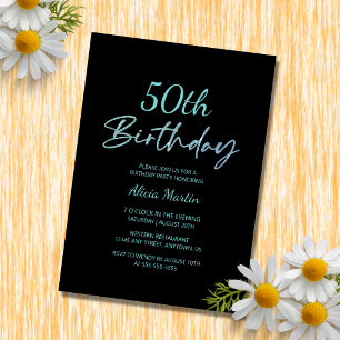 Invitation Typographie bleue moderne et minimaliste Anniversa