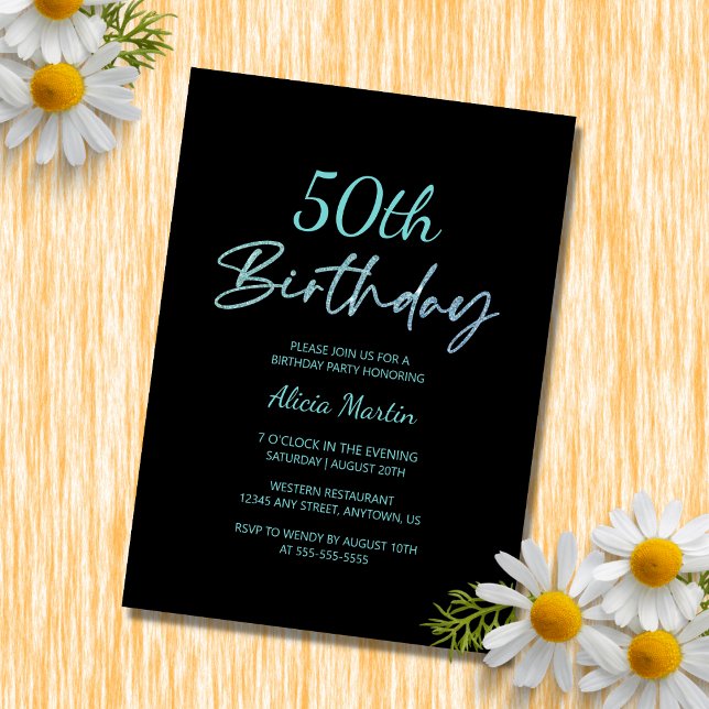 Invitation Typographie bleue moderne et minimaliste Anniversa (Créateur téléchargé)