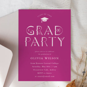 Invitation Typographie céleste rose Grad Party