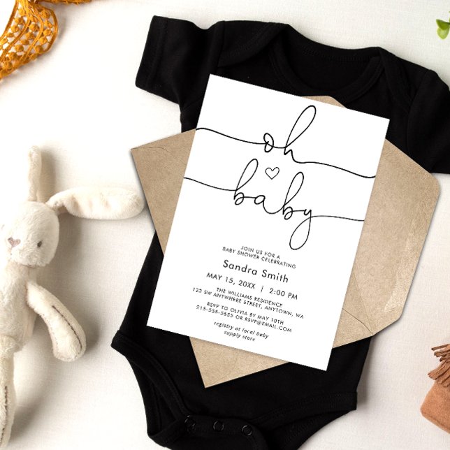 Invitation Typographie chic Baby shower neutre genre (Créateur téléchargé)
