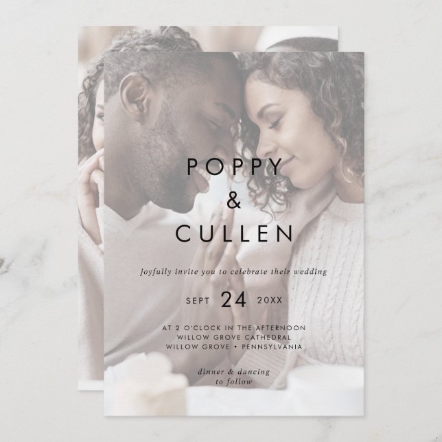 Invitation Typographie chic | Mariage Décontracté de photo dé (Devant / Derrière)