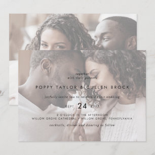 Invitation Typographie chic   Mariage photo horizontal