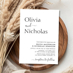 Invitation Typographie chic moderne Script Monogramme Mariage