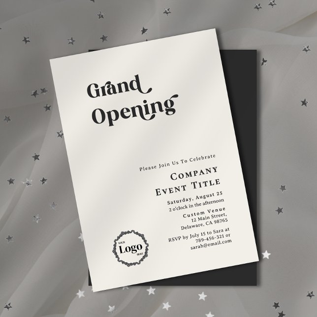 Invitation Typographie chic noir et blanc Grand ouverture (Property Photo Background Typography Open House Invitation)