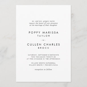 Invitation Typographie chic Nom en gras Mariage traditionnel