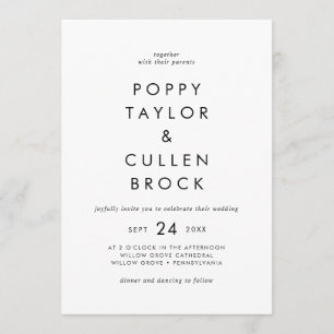 Invitation Typographie chic Nom gras Mariage