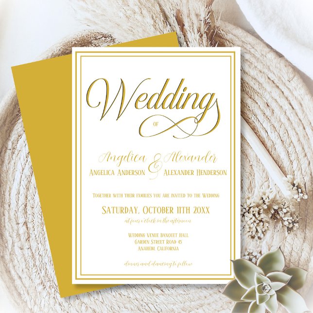 Invitation Typographie classique Blanc doré Mariage formel (Créateur téléchargé)