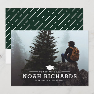 Invitation Typographie classique Hunter Green Photo Graduatio