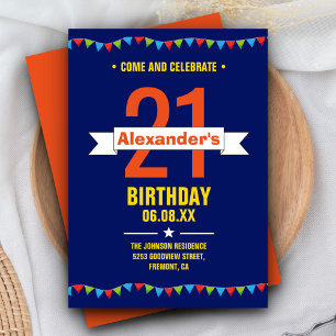 Invitation Typographie Colorée Moderne Fête d'anniversaire 21