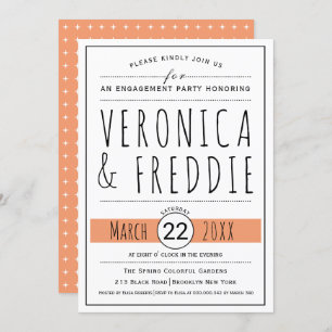 Invitation Typographie corail pêche mariage engagement