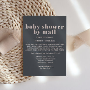 Invitation Typographie De Boho Gris Rose Par Baby shower Cour
