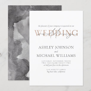 Invitation TYPOGRAPHIE DE CUIVRE Mariage d'aquarelle lettres 