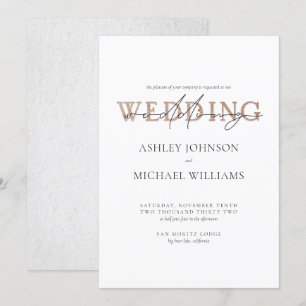 Invitation TYPOGRAPHIE DE CUIVRE Mariage de script lettres ma