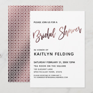 Invitation Typographie de Fête des mariées Smooth Rose Gold O